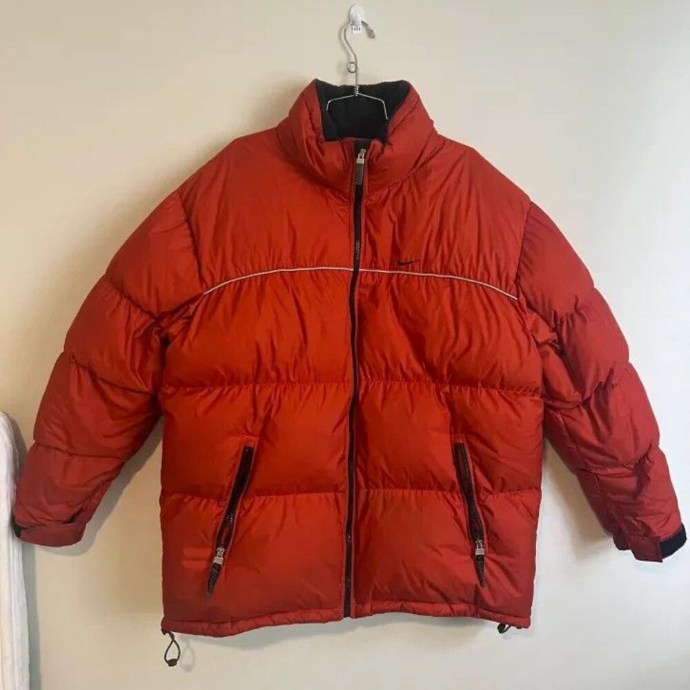 Vintage Nike Puffer Jacket Down Men's Size L Orange Gray Tag Y2K